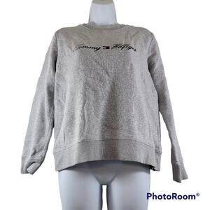 Tommy Hilfiger Logo Light Grey Crew Neck Sweatshirt Size Medium